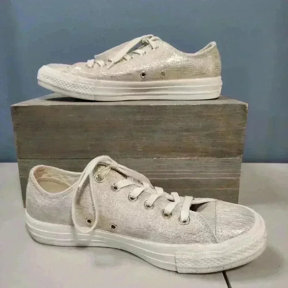 Converse Chuck Taylor Low Women's Egret Metallic‎ 561647C Shoes, Size 8 - CTAS